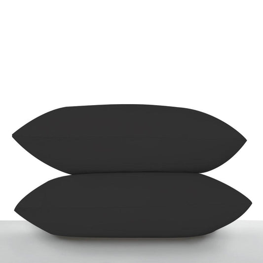 Black pillow cases front view, Modern black pillow covers, High-quality black pillowcases detail, Bedroom decor with black pillow cases,