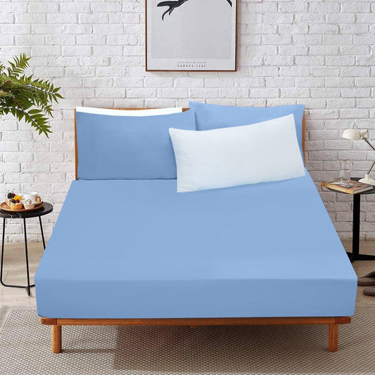 Sky Blue Fitted Sheet, Soft Brushed Microfiber, 25cm deep, Easy Care - Chessington Rooms