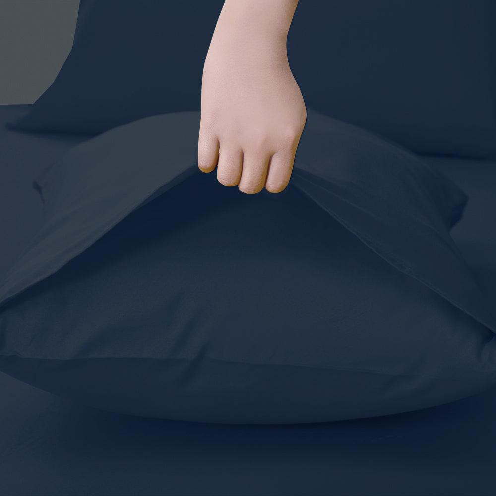 Navy Blue Pillow Case Pair, Soft Brushed Microfiber, 50cm x 75 cm, Easy Care - Chessington Rooms