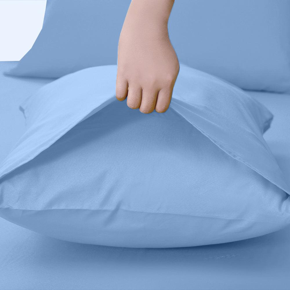 Sky Blue Pillow Case Pair, Soft Brushed Microfiber, 50cm x 75 cm, Easy Care - Chessington Rooms