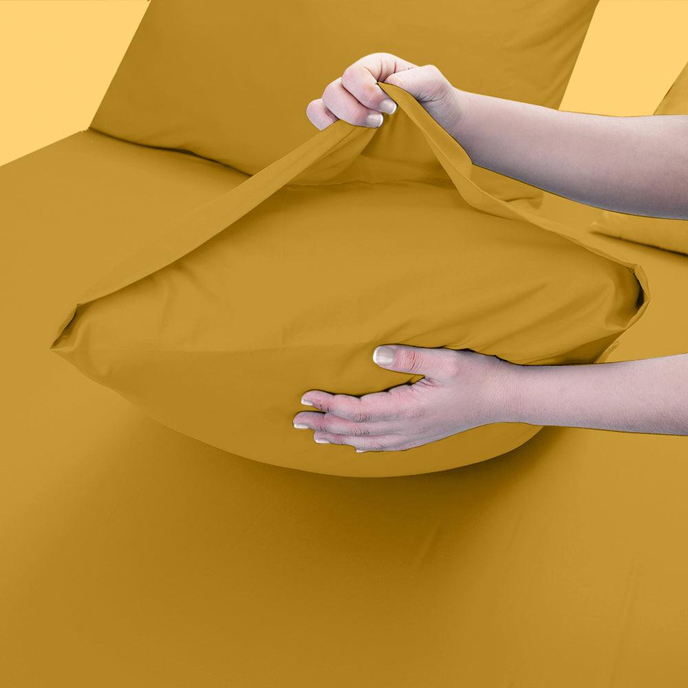 Ochre Pillow Case Pair, Soft Brushed Microfiber, 50cm x 75 cm, Easy Care - Chessington Rooms