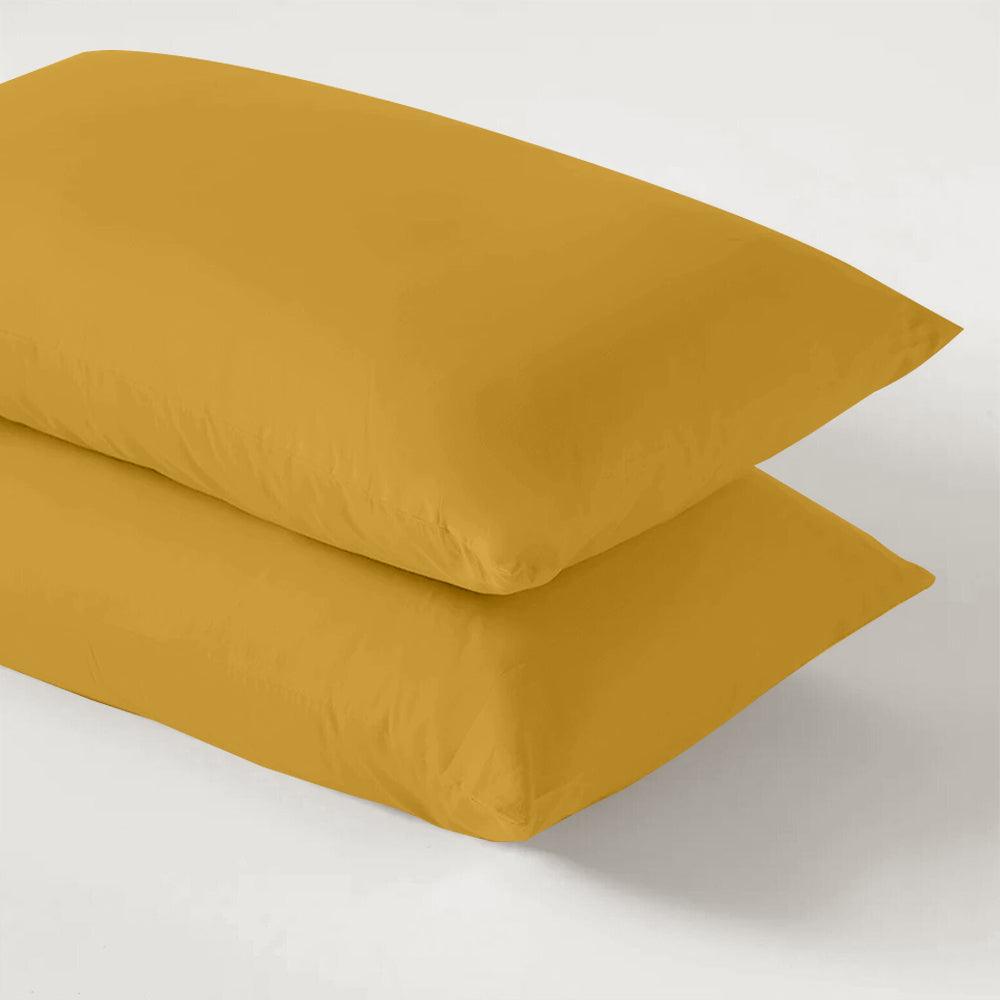 Ochre Pillow Case Pair, Soft Brushed Microfiber, 50cm x 75 cm, Easy Care - Chessington Rooms