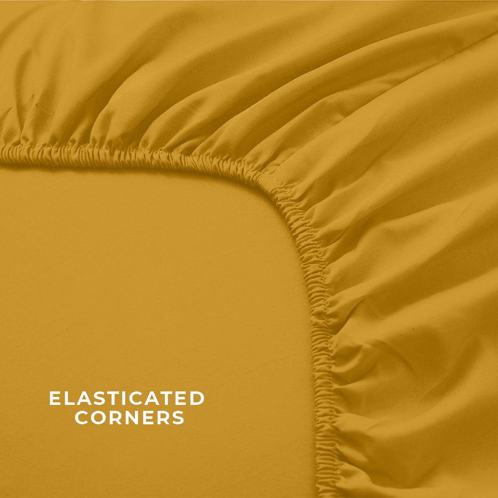 Ochre Fitted Sheet, Soft Brushed Microfiber, 25cm deep, Easy Care - Chessington Rooms