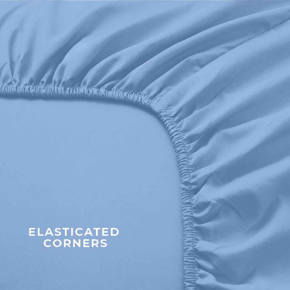 Sky Blue Fitted Sheet, Soft Brushed Microfiber, 25cm deep, Easy Care - Chessington Rooms